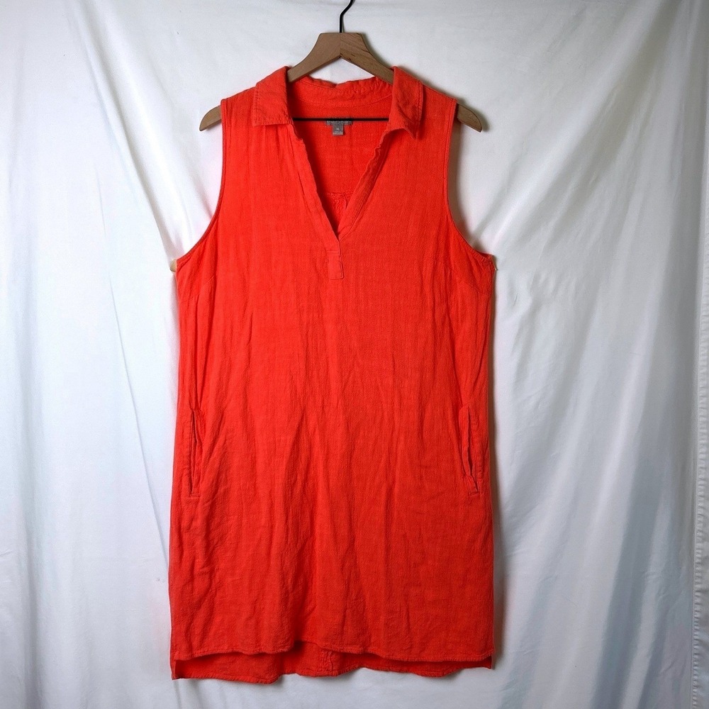 Falls Creek Womens Tunic Dress Coral Orange Size XL Linen Blend Beach Summer